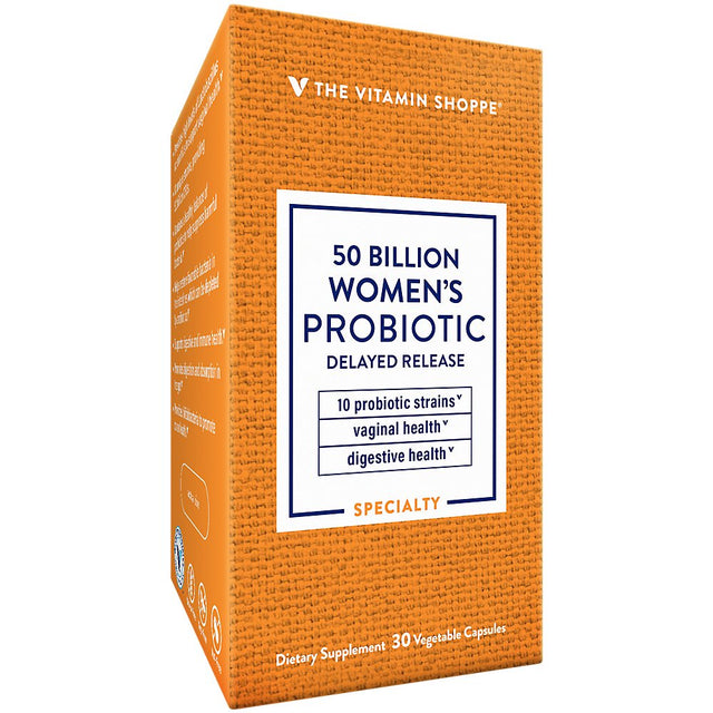 Women'S Probiotic Delayed Release 50 Billion - with 10 Probiotic Strains to Support Digestive, Immune & Vaginal Health or Yeast Imbalance - Shelf Stable (30 Veggie Caps) by the Vitamin Shoppe