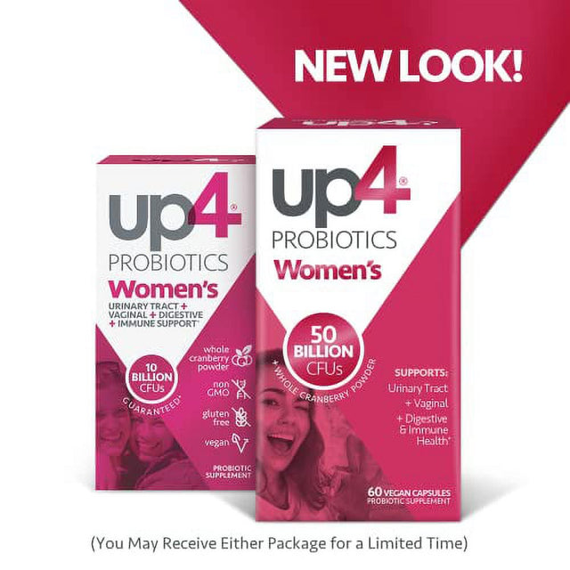 Up4 Probiotic Supplement for Women, Vaginal, Digestive and Immune Support, 50 Billion Cfus Guaranteed, Non-Gmo, Gluten Free, Soy Free, Vegan, 60 Count