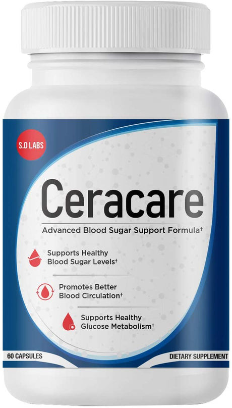 Ceracare - Advanced Blood Sugar Support Formula - White and One Size Pills for Healthy Blood Sugar Levels - Promotes Better Blood Circulation and Healthy Glucose Metabolism - 60 Capsules (1 Pack)