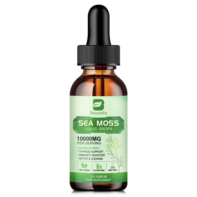 Beworths Organic Sea Moss Liquid Drops 10000Mg - 5X Stronger than Gummy & Capsules - Joint, Digestion, Thyroid Immunity Essential Support - 60Ml