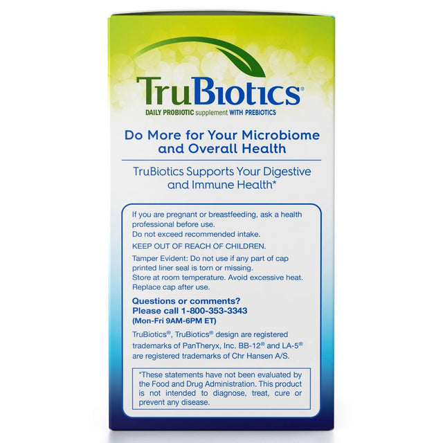 TRUBIOTICS, Daily Probiotic Supplement for Digestive and Immune Health, Men and Women, 60 Count