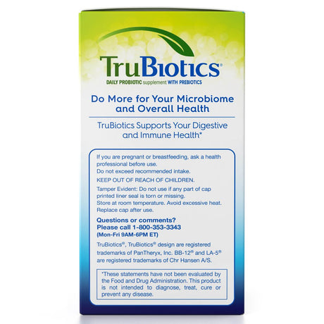 TRUBIOTICS, Daily Probiotic Supplement for Digestive Health, Men and Women, 30 Capsules