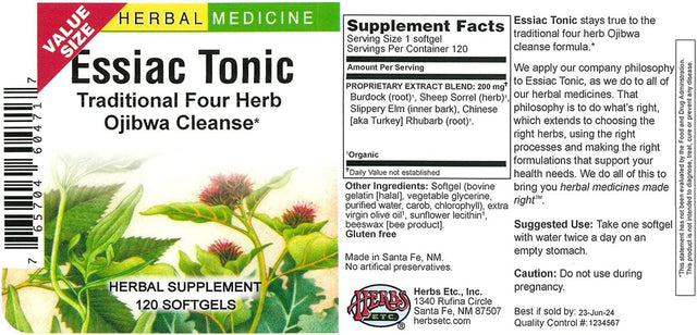 Essiac Tonic - 120 Softgels