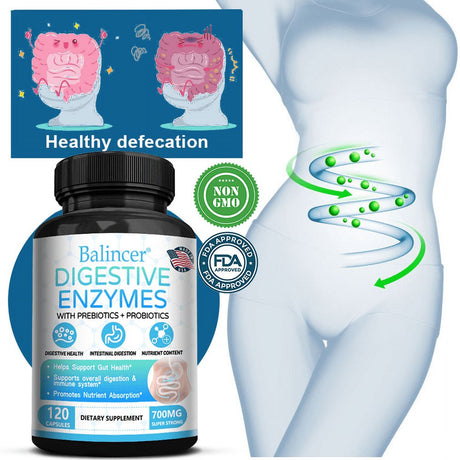 Balincer Digestive Enzyme Supplement - 700 Mg - Vegetarian Formula for Gut Health, Digestive & Immune Support