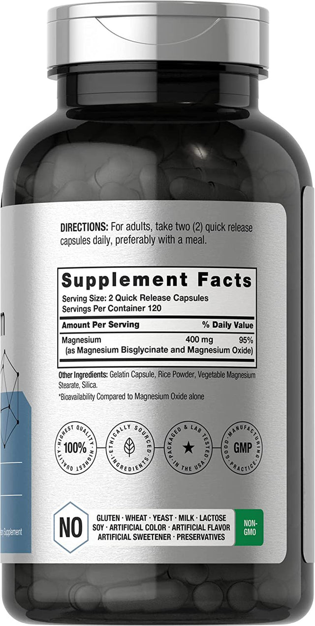 Chelated Magnesium | 400Mg | 240 Capsules | by Horbaach