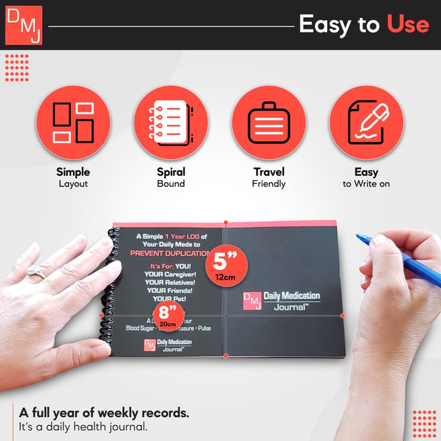 Daily Medication Journal | Daily Log for Medication, Blood Pressure, Blood Sugar, Pulse, & More | Compact Spiral Bound