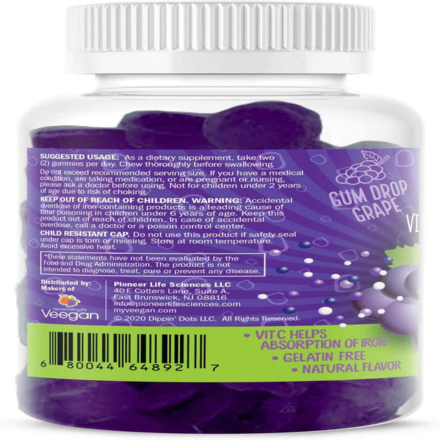 Dippin' Dots - Iron, Vitamin C & B12 Gummy Supplements (60 Count)