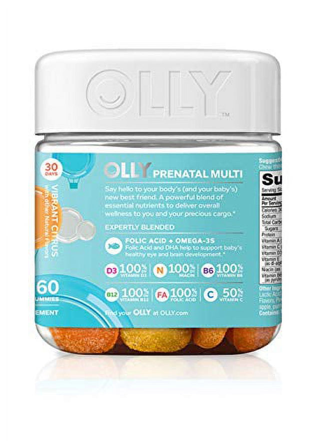 OLLY the Essential Prenatal Gummy Multivitamin, 60Ct, Sweet Citrus,