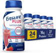 Ensure plus Nutrition Shake with 16 Grams of Protein, Meal Replacement Shakes, Strawberry, 8 Fl Oz (Pack of 24)