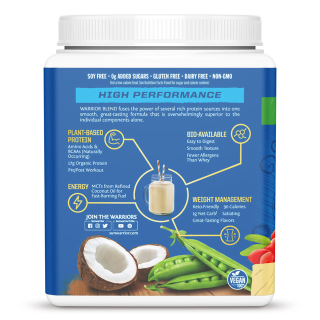 Sunwarrior Vanilla Plant Protein Powder with BCAA | Plant Based Dairy Free Protein Powder, 750G