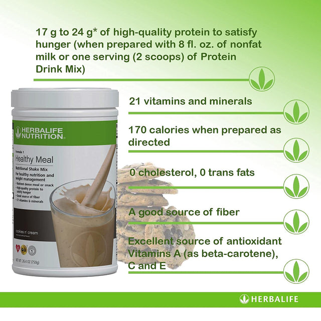 Herbalife (DUO) FORMULA 1 Healthy Meal Nutritional Shake Mix (Cookies 'N Cream) with PERSONALIZED PROTEIN POWDER