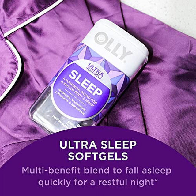 OLLY Ultra Strength Sleep Softgels, 6 Mg Melatonin, Supports Deep Restful Sleep, Magnesium, L-Theanine, Chamomile, Lemon Balm, Nighttime Sleep Aid, Non Habit-Forming - 60 Count (Packaging Ma