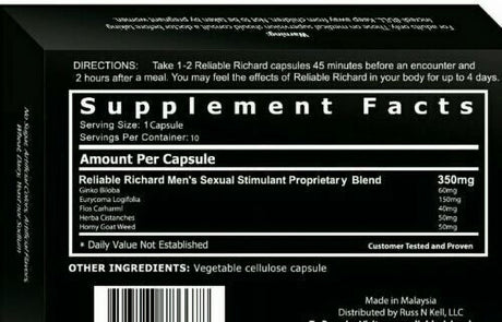 Reliable Richard Original - Men'S Nutritional Supplement, Libido Pill - 10 Capsules