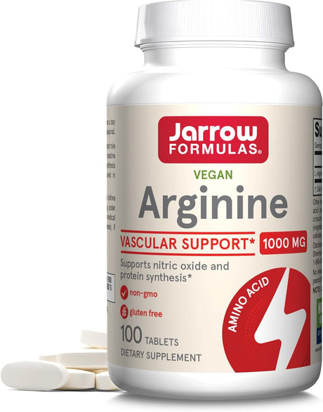 Jarrow Formulas Arginine 1000 Mg - 100 Tablets - Supports Nitric Oxide & Protein Synthesis - Dietary Supplement Supports Tissue Repair - Men’S Health Formula - up to 100 Servings