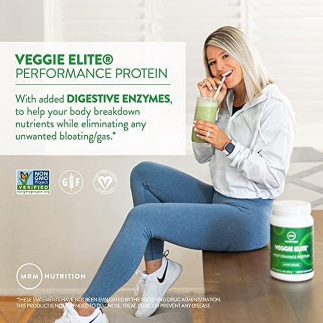 MRM Nutrition Veggie Elite Performance Protein | Chocolate Mocha Flavored| Plant-Based Protein| Easy to Digest | with Bcaas| Vegan + Gluten-Free | Clinically Tested| Digestive Enzymes | 30 Servings