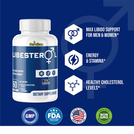 Libesterol- Male & Female Max Libido/Stamina/Cholesterol- 60 Capsules- Dr.Pelican