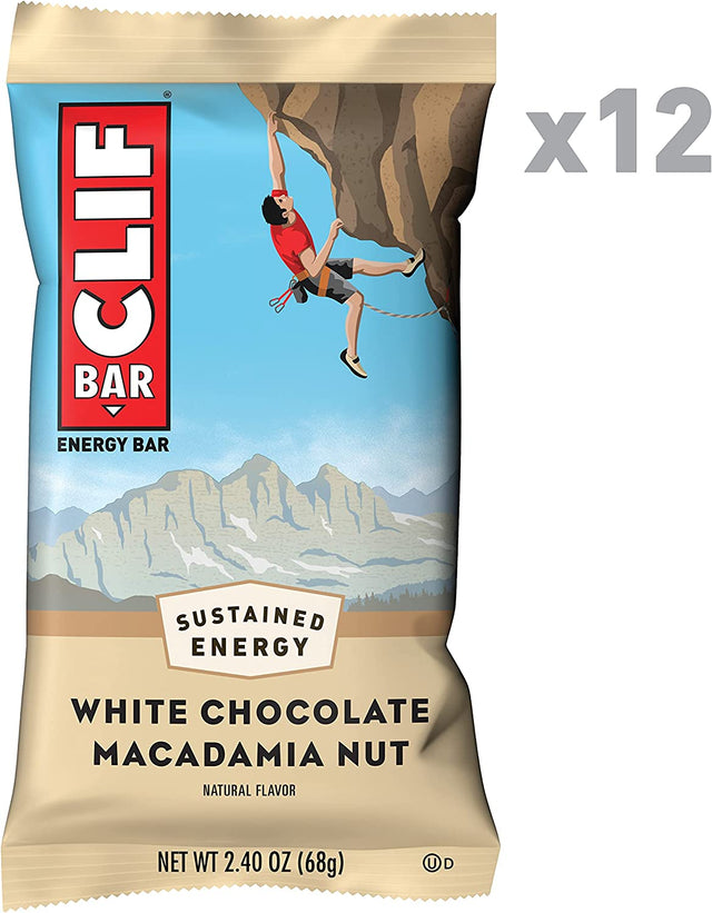 CLIF BARS - Energy Bars - White Chocolate Macadamia Nut Flavor - Made with Organic Oats - Plant Based Food - Vegetarian - Kosher (2.4 Ounce Protein Bars, 12 Count) Packaging May Vary