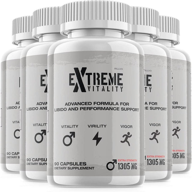 5 Pack Extreme Vitality Advanced Formula Performance Support Capsules Strength Men 300 Capsules