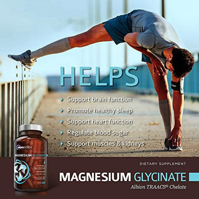 Magnesium Glycinate - 100% Pure Albion TRAACS Bisglycinate Chelate Supplement - 200 Mg - 120 Vegetarian Capsules