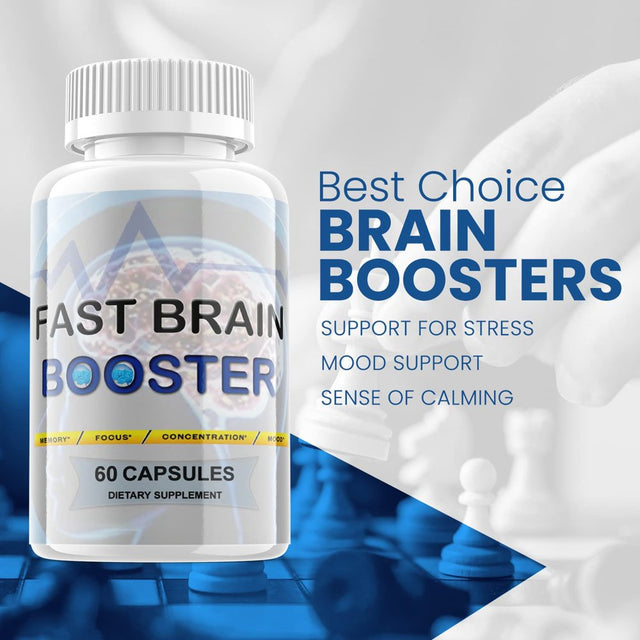 (2 Pack) Fast Brain Booster - Dietary Supplement for Focus, Memory, Clarity, & Energy - Advanced Cognitive Support Formula for Maximum Strength - 120 Capsules