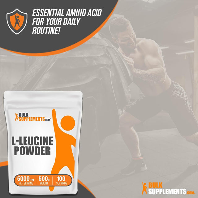 BULKSUPPLEMENTS.COM L-Leucine Powder - Leucine Supplements, Leucine Amino Acid - BCAA Supplements, Leucine Powder - Unflavored & Gluten Free, 5000Mg per Serving, 500G (1.1 Lbs)