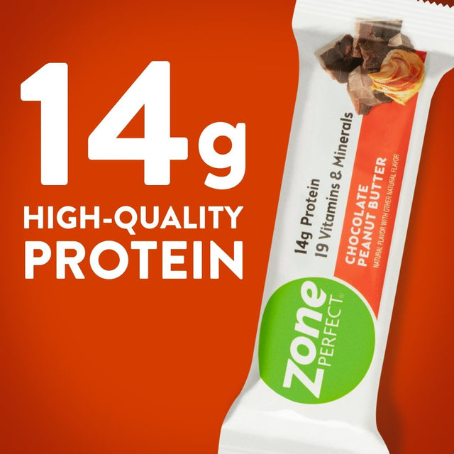 Zoneperfect Protein Bars, Chocolate Peanut Butter, 14G of Protein, Nutrition Bars with Vitamins & Minerals, Great Taste Guaranteed, 12 Bars