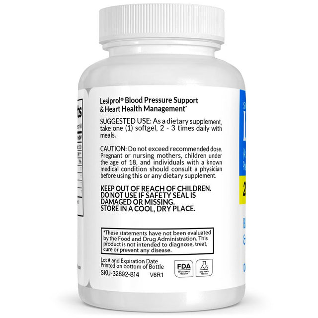 Lesiprol Pharmaceutical Grade High Blood Pressure Support, Natural Alternative Lisinopro, No Side Effects, Vitasource