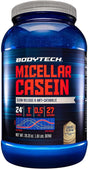 BODYTECH Micellar Casein Protein Powder, Slow Release for Overnight Muscle Recovery - 24 Grams of Protein per Serving - Cookies & Cream (1.86 Pound)