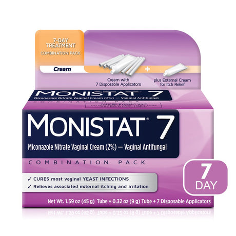 Monistat 7 Day Yeast Infection Treatment, 7 Disposable Miconazole Cream Tubes & External Itch Cream