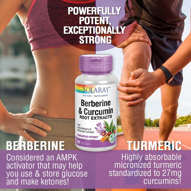 Solaray Berberine & Curcumin Root Extracts | Healthy Digestive, Cardiovascular & Metabolic Function Support | 60 Vegcaps