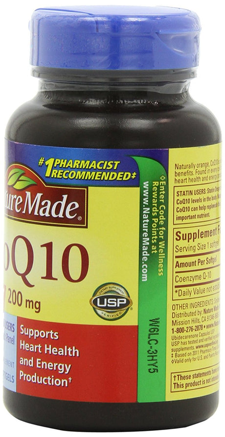 "Coq10 200 Mg, Naturally Orange,Value Size, 80-Count, Antioxidant That Helps Maintain Heart Health by Nature Made from USA"