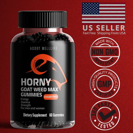 Boost Your Energy and Performance with Our Premium Horny Goat Weed Gummies - Maximum Strength Formula with Maca, Tongkat Ali Root, and Saw Palmetto - Natural Supplements for Men and Women