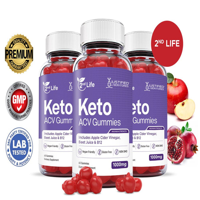 2Nd Life Keto ACV Gummies 1000MG Dietary Supplement 180 Gummys ...