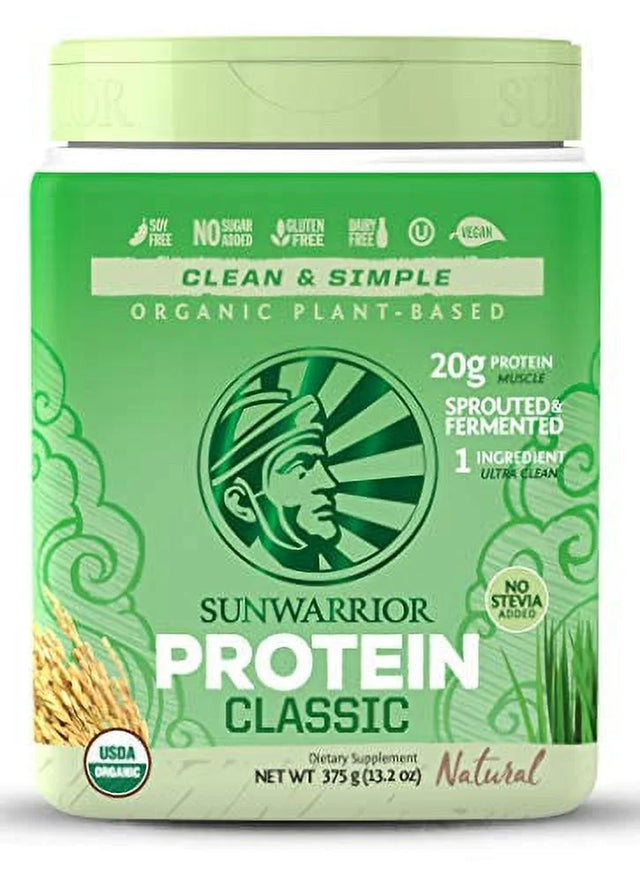 Sunwarrior Classic Vegan Sprouted Brown Rice Protein Powder, 13.22 Oz