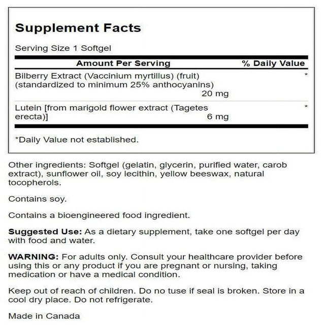 Swanson Lutein and Bilberry 120 Softgels