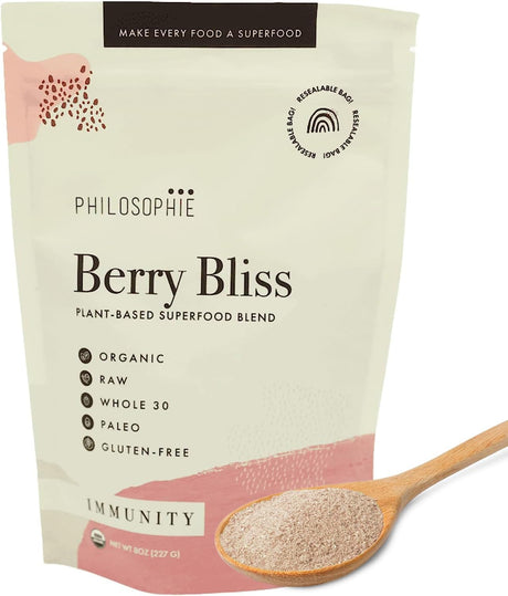 Philosophie Plant Based Superfood Powder - Vegan Protein Powder with Rice Protein, Maca Root Powder & Acai Berry - Organic Dairy Free Superfood Blend - Protein Powder without Artificial Sweeteners