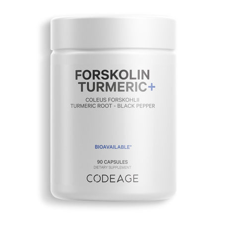 Codeage Forskolin Turmeric, Organic Turmeric Powder 95% Curcuminoids, Black Pepper, Coleus Forskohlii, 90 Ct