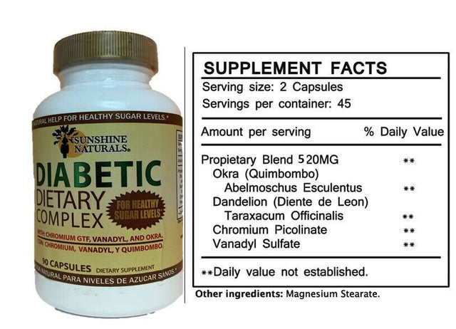 Diabetic Support Suger Blood Sugar Low Sugar Control Supplement 90 Capsules