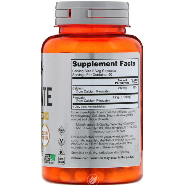 NOW Sports Pyruvate 600Mg 100 Vcaps