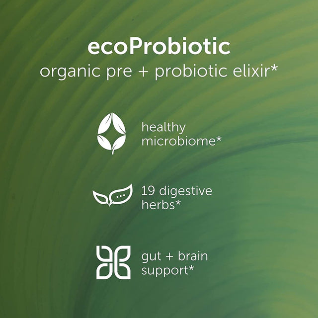 Ecoprobiotic Probiotic and Prebiotic with 19 Digestive Herbs - Microbiome and Gut Health - Live Fermented Liquid Vegan Supplement Formula for Optimal Digestion & Immunity (17 Fl. Oz)