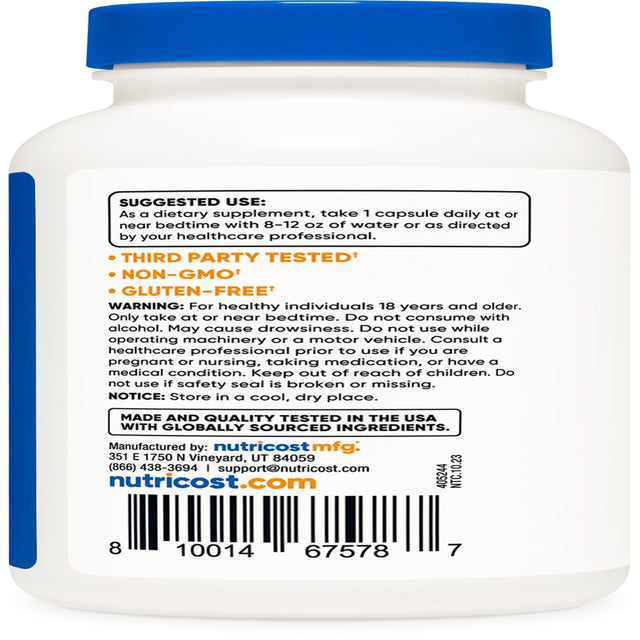 Nutricost Melatonin 10Mg, 240 Capsules, Non-Gmo Supplement