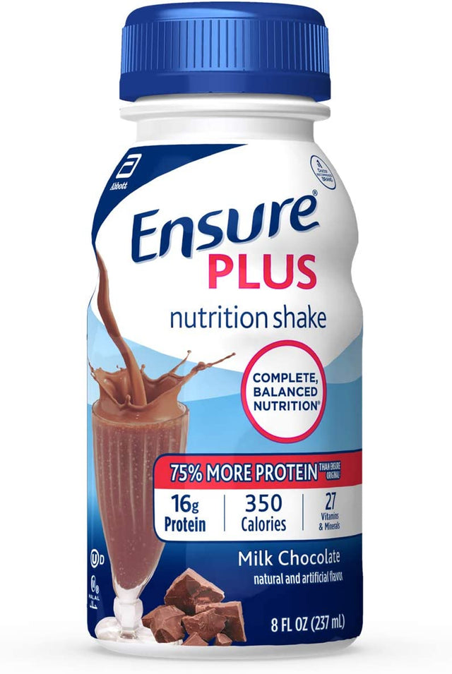 Ensure plus Nutrition Shake with 16 Grams of Protein, Meal Replacement Shakes, Milk Chocolate, 8 Fl Oz (Pack of 24)