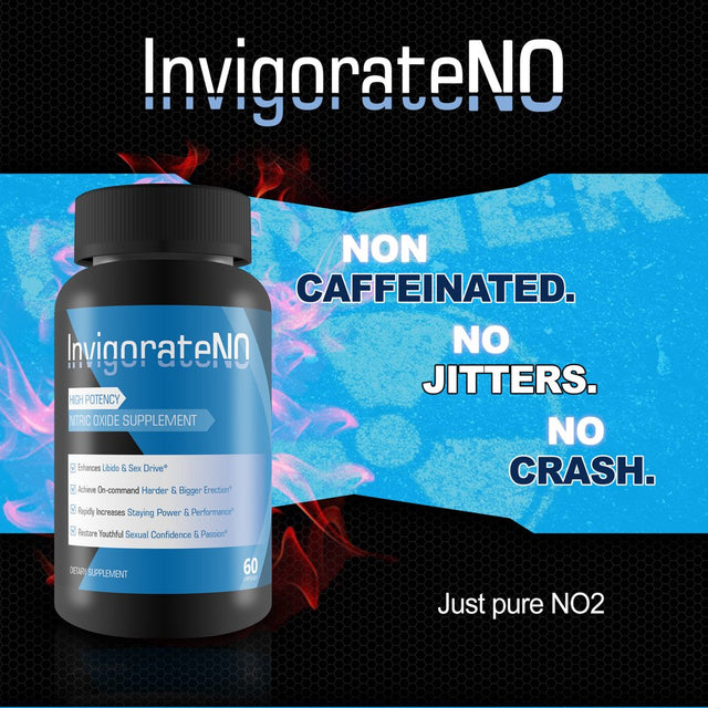 Invigorate N.O. - Powerful Nitric Oxide Booster - Increase Blood Flow, Endurance, Energy, and Stength - 60 Capsules