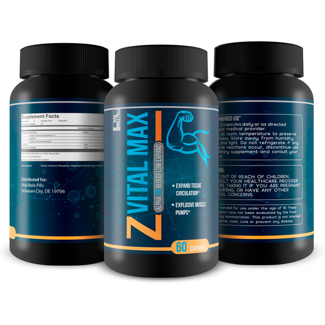 Z Vital Max Nitric Oxide - Alpha XR Bloodflow Expand - Expand Veins and Tissues with Increased Blood Flow - Contains L-Arginine a Natural Vasodialator - Great for Preworkout or Pre Activity