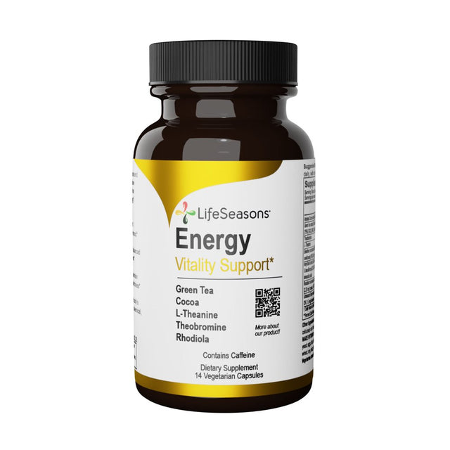 Lifeseasons - Energy - Energy Booster for Physical and Cognitive Strength - No Jitters - Support Stamina - Contains Green Tea and L-Theanine - 14 Capsules