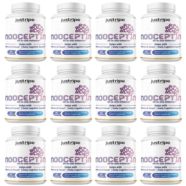 12 Pack Nooceptin - Cognitive Enhancer Capsules for Cognition and Focus