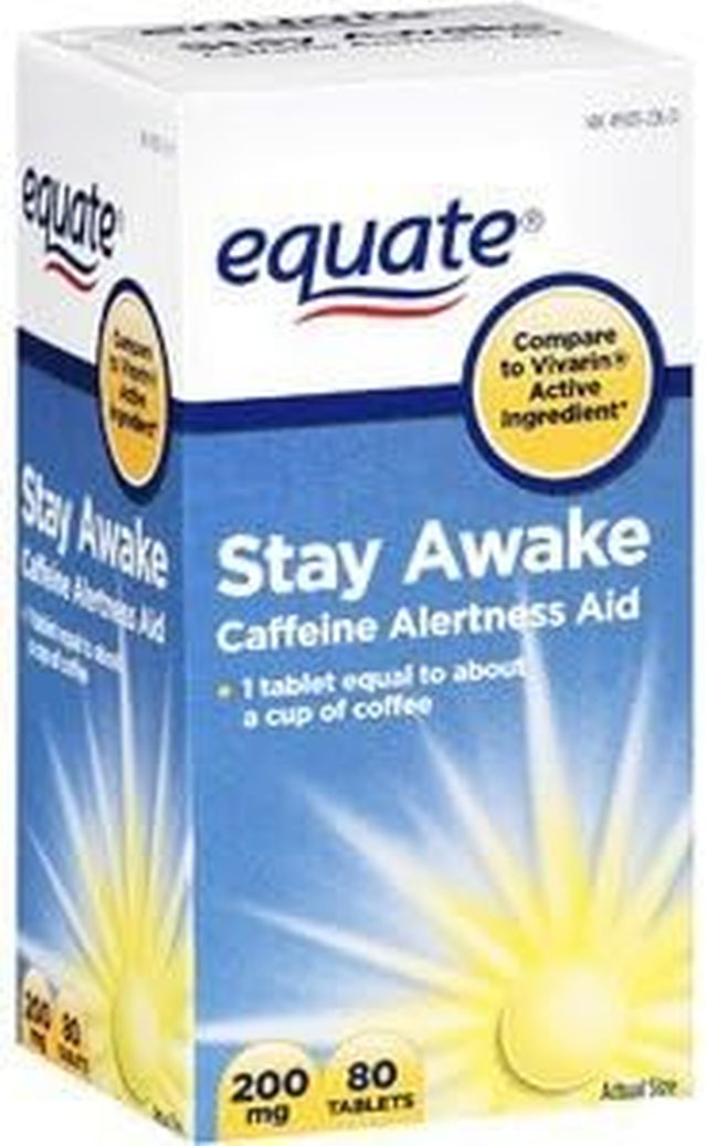 Equate Stay Awake Caffeine Alertness Aid, 80 Tablets, 200 Mg