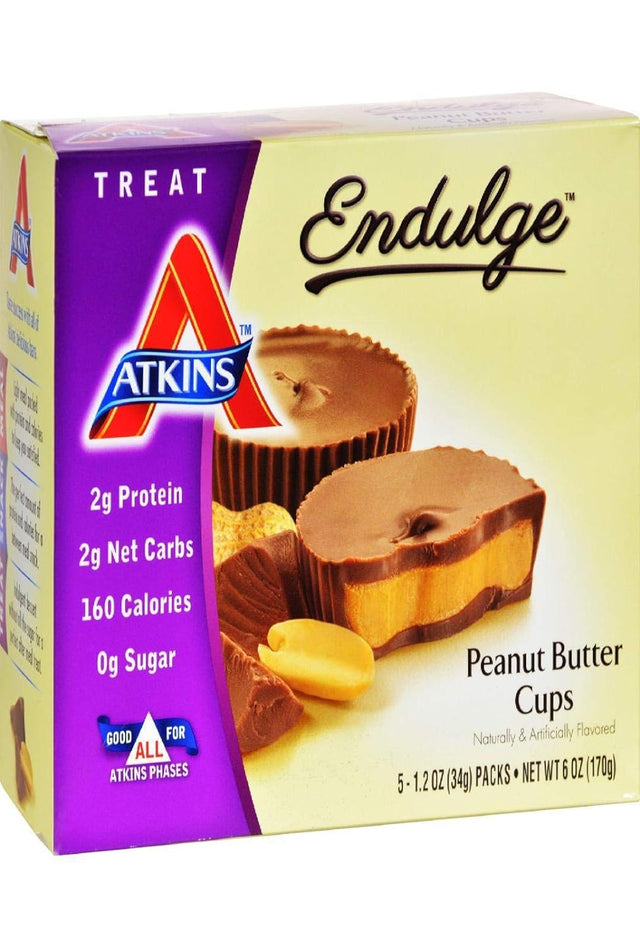 Atkins Endulge Treats, Peanut Butter Cups, 0G Sugar, 2G Net Carbs, 6-Ounce, 5 Count