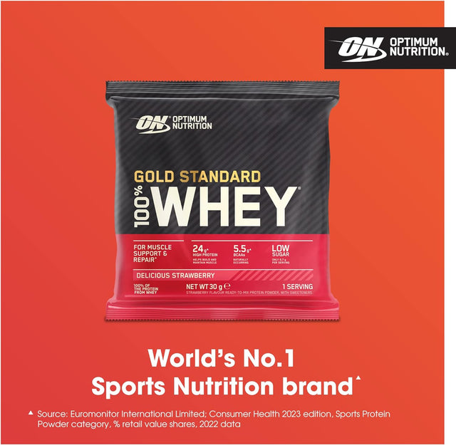 Optimum Nutrition Gold Standard 100% Whey Protein Powder Drink Mix Strawberry (Pack of 24 Sachets)