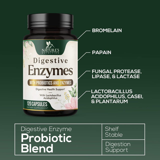 Digestive Enzymes with Probiotics and Bromelain - Extra Strength Digestive Enzyme Health Supplement for Women and Men - Supports Digestion, Gas, Bloating, and Gut Health, Non-Gmo - 120 Capsules